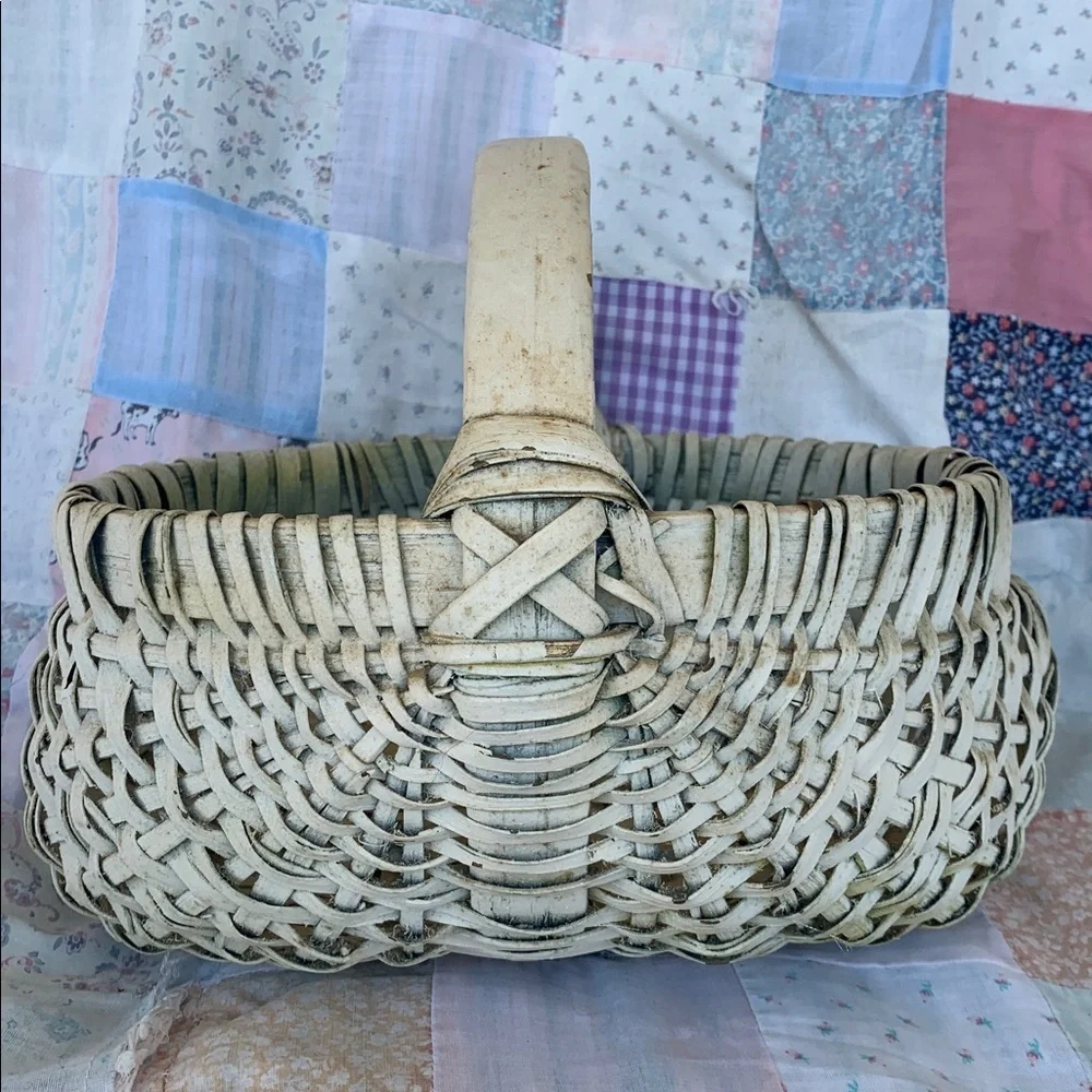 Splint Oak Basket Antique Buttocks Primitive Egg Gathering Farmhouse Farm Split